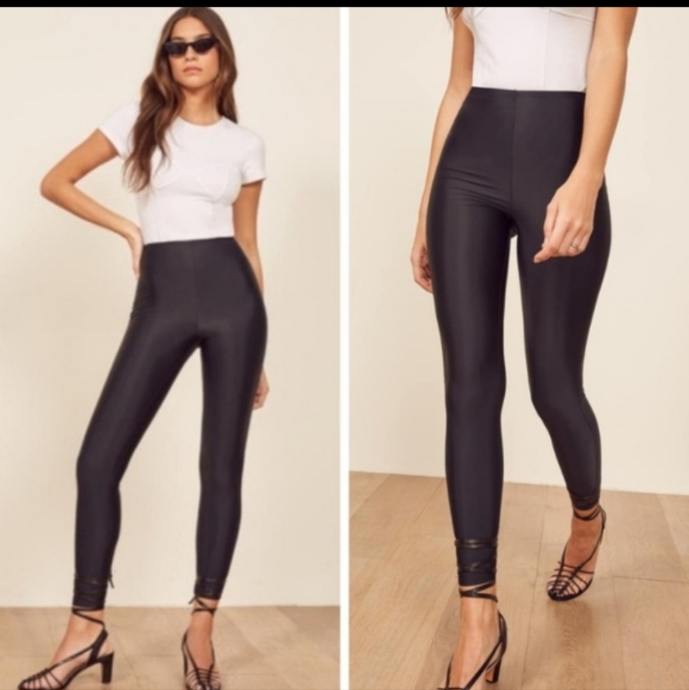 Reformation Black High-Waist Faux-Leather Leggings